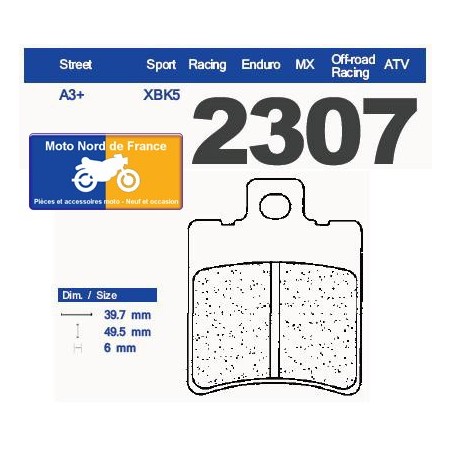 Jeu de plaquettes type 2307 XBK5