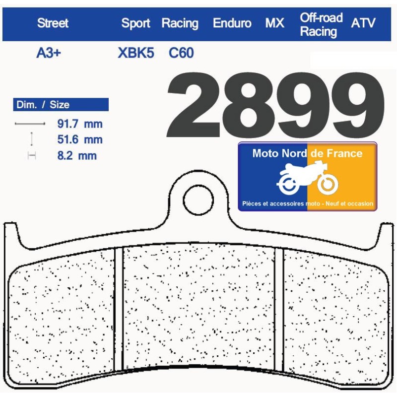 Set of pads type 2899 XBK5