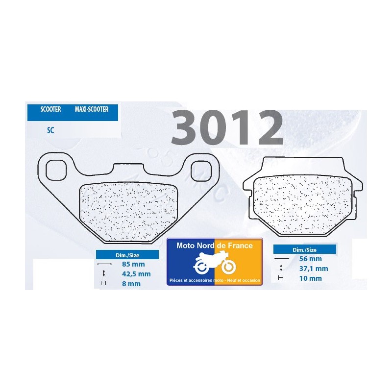 Jeu de plaquettes type 3012 SC Jeu de plaquettes type 3012 SC