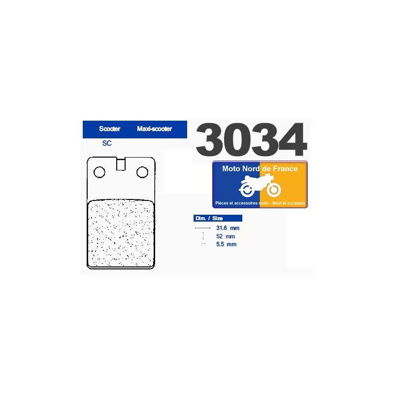 Jeu de plaquettes type 3034 SC Jeu de plaquettes type 3034 SC