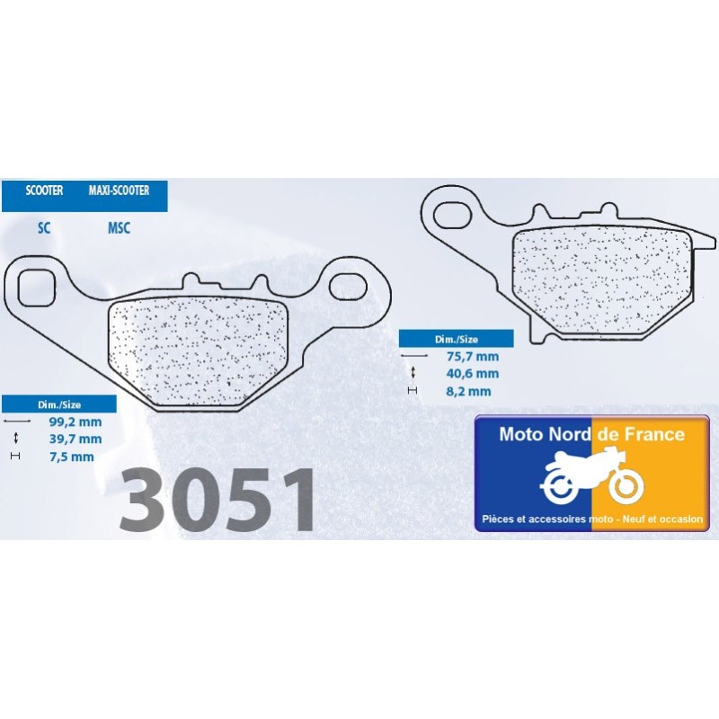 Jeu de plaquettes type 3051 MSC Jeu de plaquettes type 3051 MSC