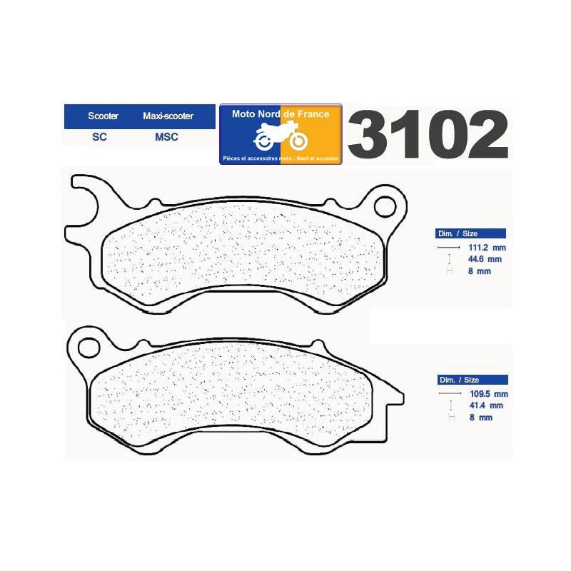 Jeu de plaquettes avant pour Honda NSC 50/110 Vision 2010-2018