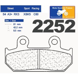 Jeu de plaquettes arrière pour Honda VFR 400 R NC21 1986