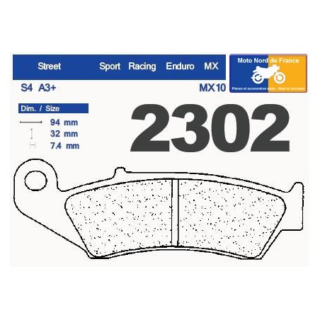 Jeu de plaquettes type 2302 A3+