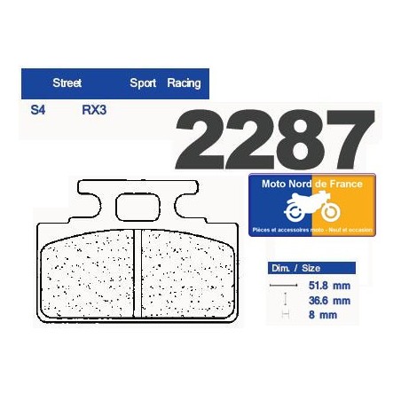 Jeu de plaquettes type 2287 RX3