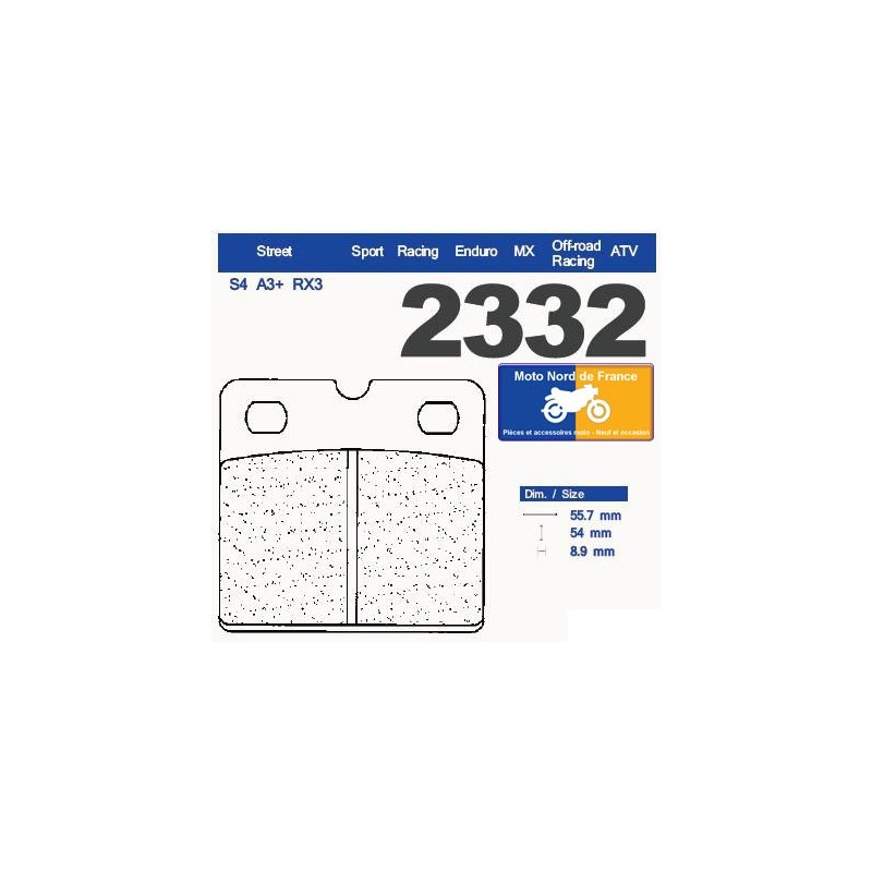 Jeu de plaquettes type 2332 RX3