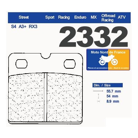 Jeu de plaquettes type 2332 RX3