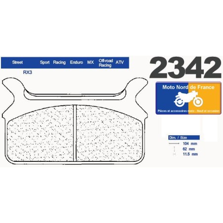 Set of pads type 2342 RX3