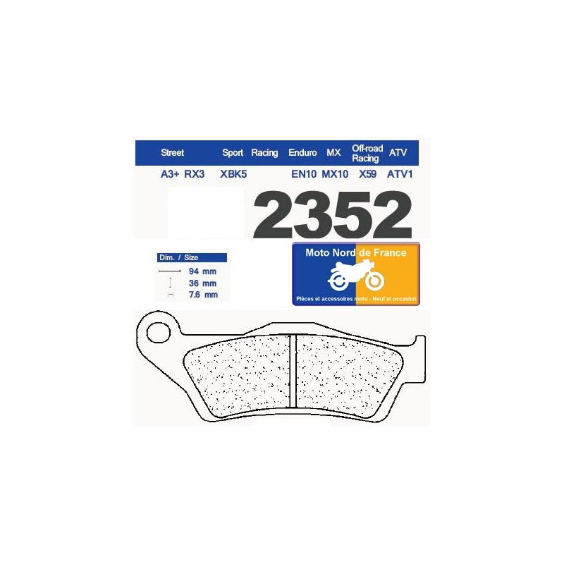 Jeu de plaquettes type 2352 A3+