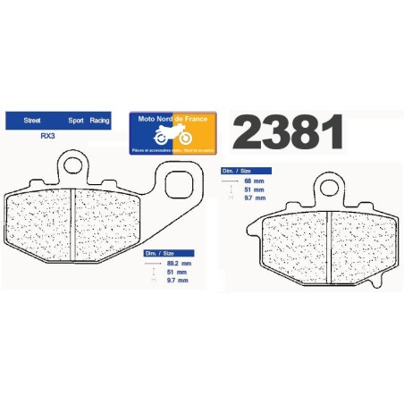 Set of pads type 2381 RX3