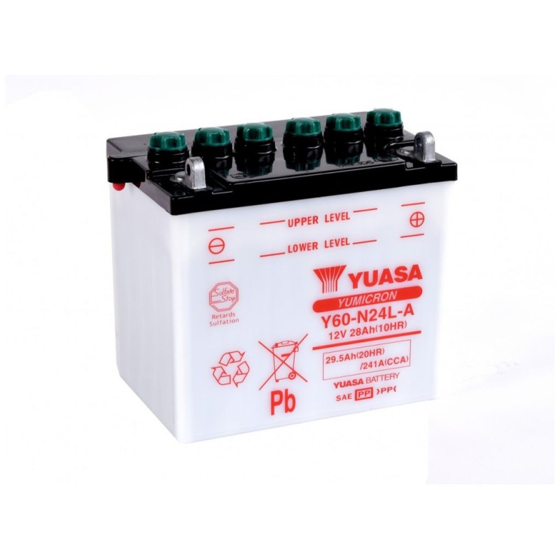 Batterie YUASA type Y60-N24AL-B (livrée sans acide)