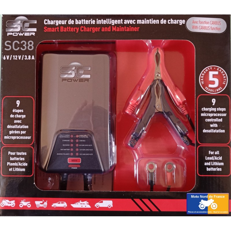 Battery charger SCpower SC38 lead/lithium 6/12V 0.8-3.8A