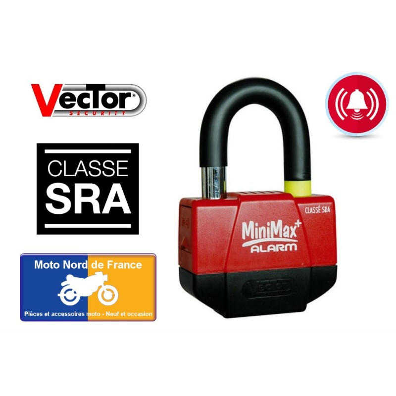 Antivol bloque-disque VECTOR Minimax+ SRA avec support moto Homologué  Assurance