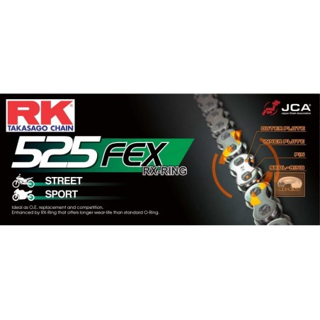 Chaîne RK pas de 525 type FEX RX'ring super-renforcée