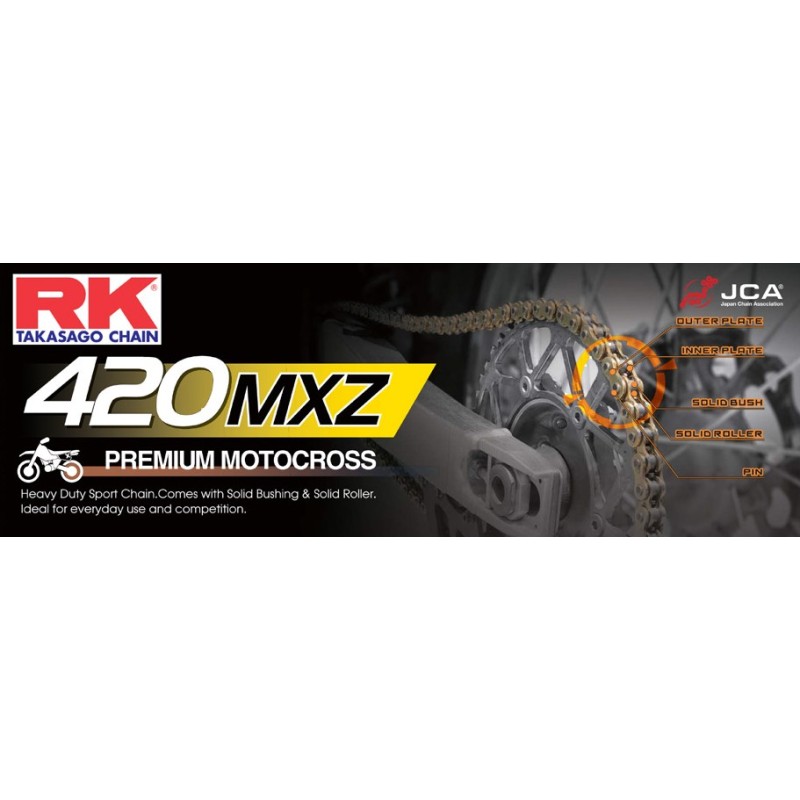 Chaine RK pas de 420 type MXZ spéciale motocross + attache rapide