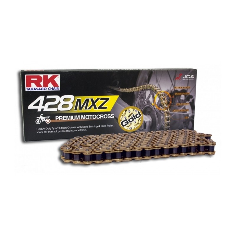 Chaine RK pas de 428 type MXZ Gold spéciale motocross + attache rapide