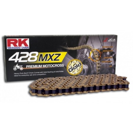 Chaine RK pas de 428 type MXZ Gold spéciale motocross + attache rapide