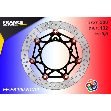 Front black racing brake disc France Equipement - Yamaha YZF-R6 ABS 2017-2021