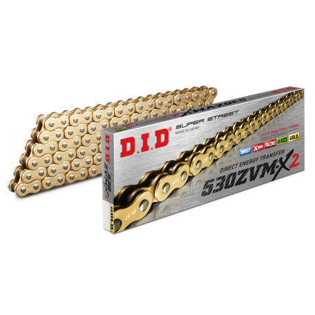 Chain DID step 530 type ZVM-X2 X-Ring Gold/Gold + flat pin link