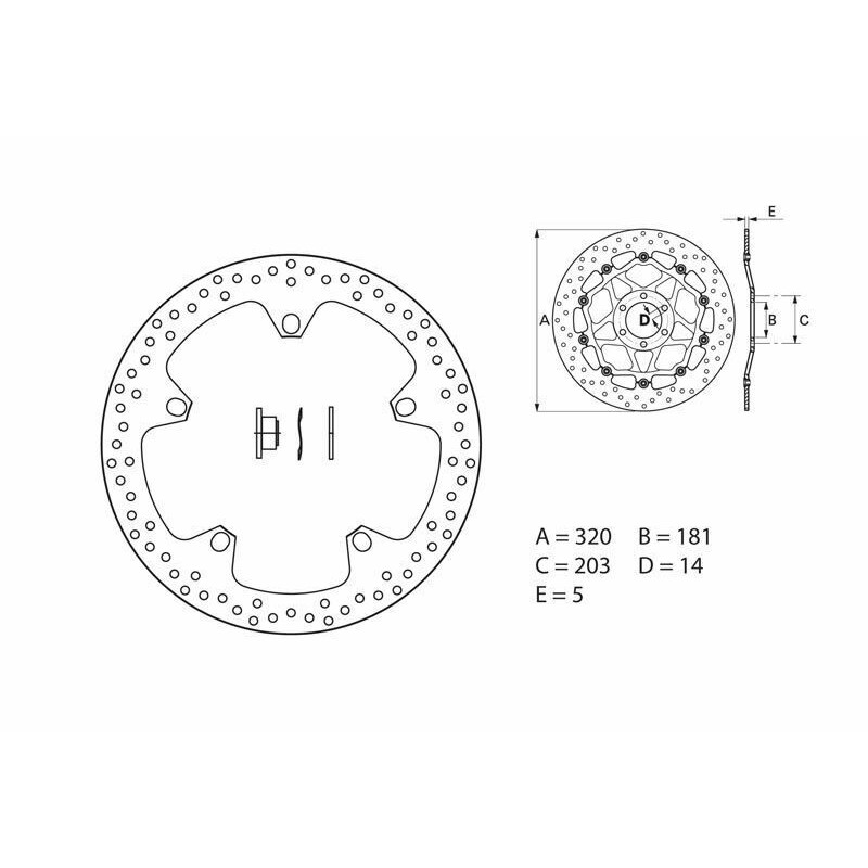 BREMBO Serie Oro runde feste Bremsscheibe - ref 168B407D7