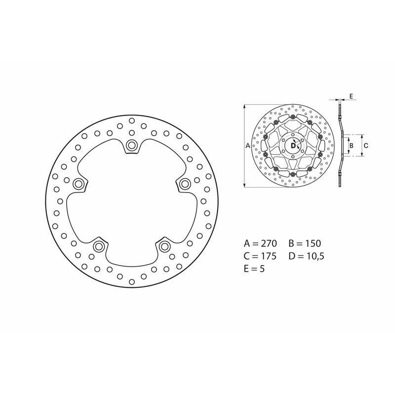 BREMBO Serie Oro ronde vaste remschijf - ref 68B407G0