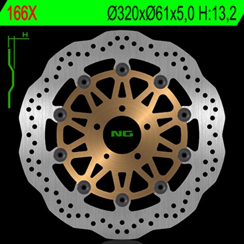 Frenos de disco ondulado flotante NG BRAKES - ref 166X