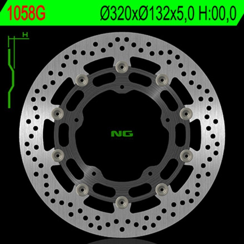 NG BRAKES disco freno flottante tondo - ref 1058G