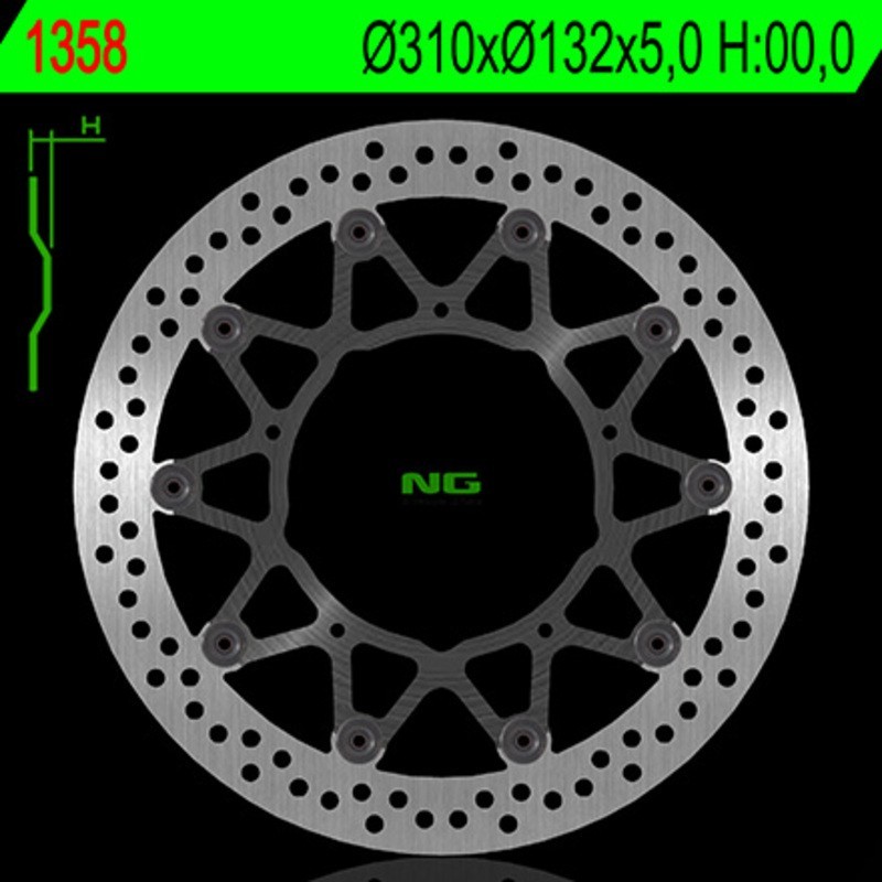 NG BRAKES disco freno flottante tondo - ref 1358