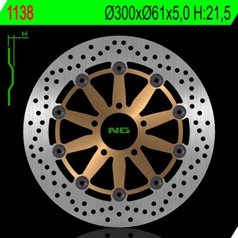 NG BRAKES disco freno flottante tondo - ref 1138