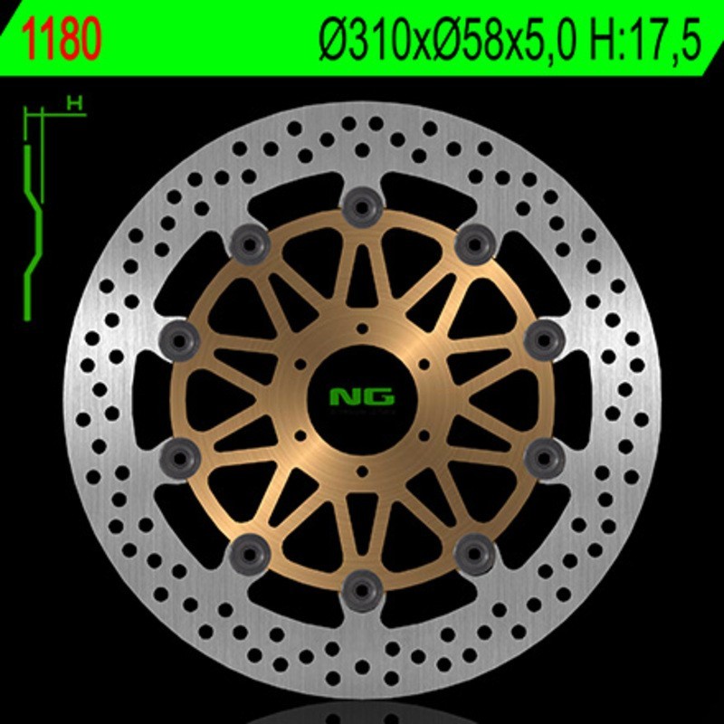 NG BRAKES disco freno flottante tondo - ref 1180