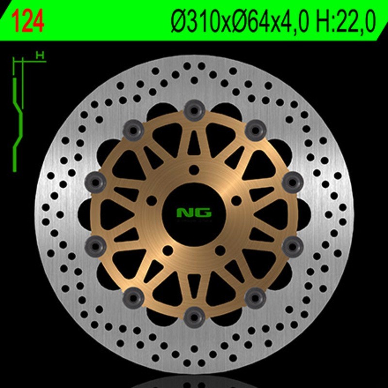 NG BRAKES disco freno flottante tondo - ref 124