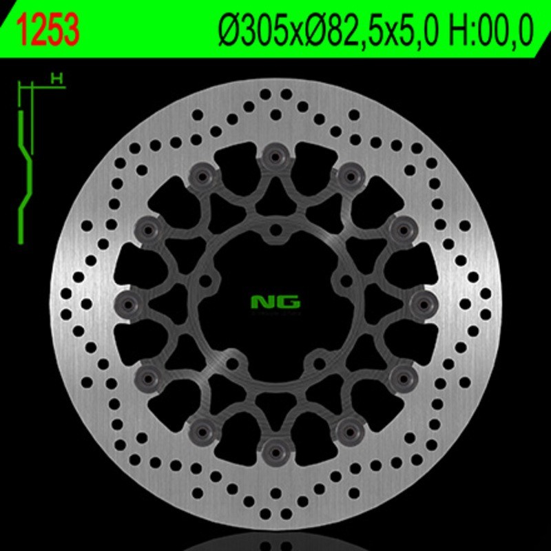 NG BRAKES disco freno flottante tondo - ref 1253