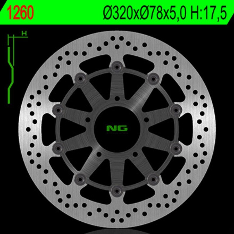 NG BRAKES disco freno flottante tondo - ref 1260G